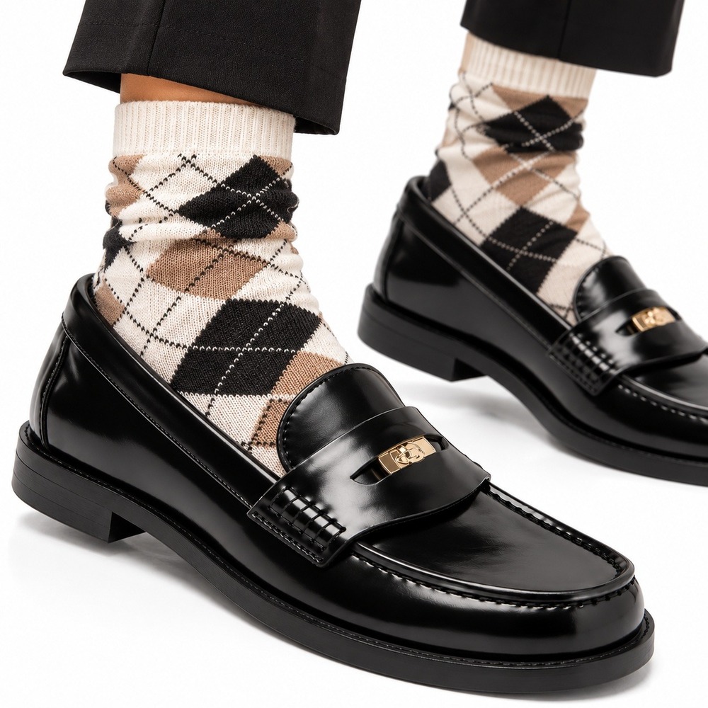 A New Day Phyllis Penny Loafers Black Faux Leather Gold Hardware Womens Size 6